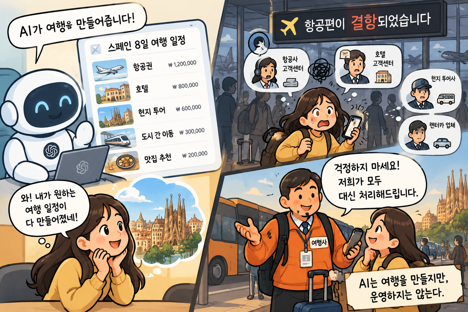 AI는 여행을 만들지만, 운영하지는 않는다