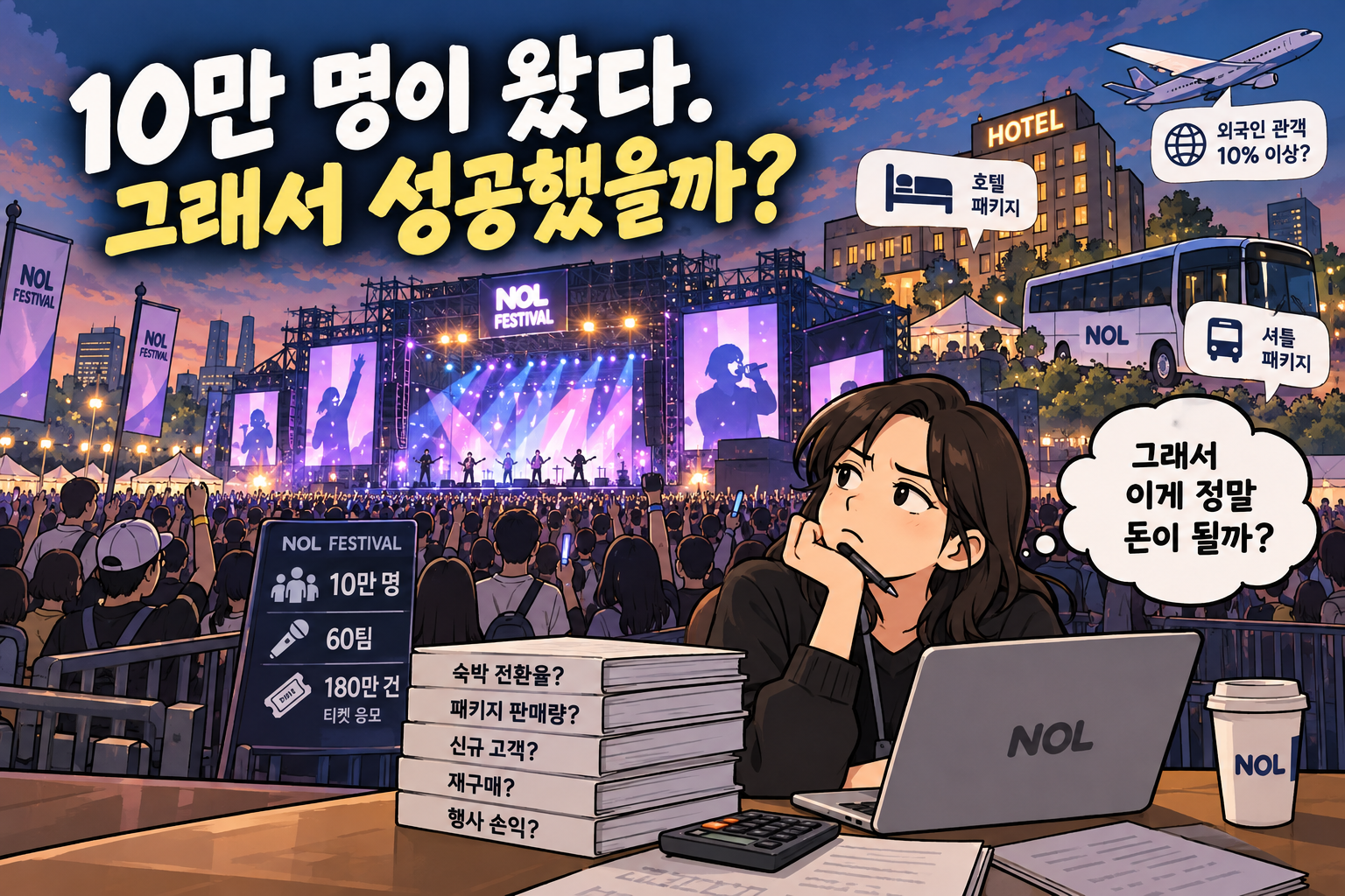 10만 명이 왔다. 그런데 NOL은 돈을 벌었을까?